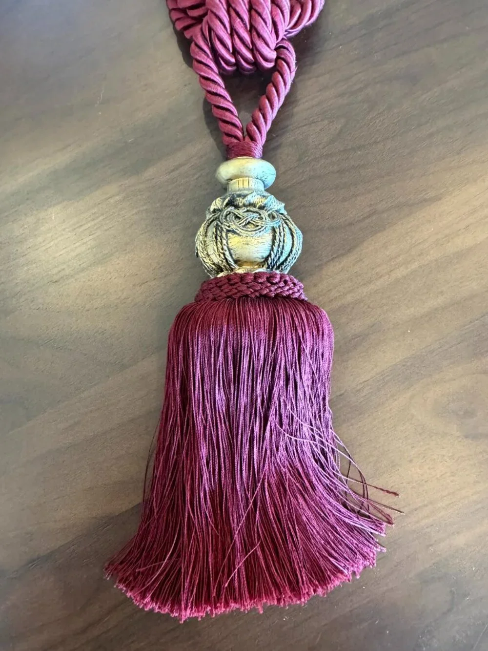 Burgundy and Gold Curtain Drapery Tie-Back Tassel 24